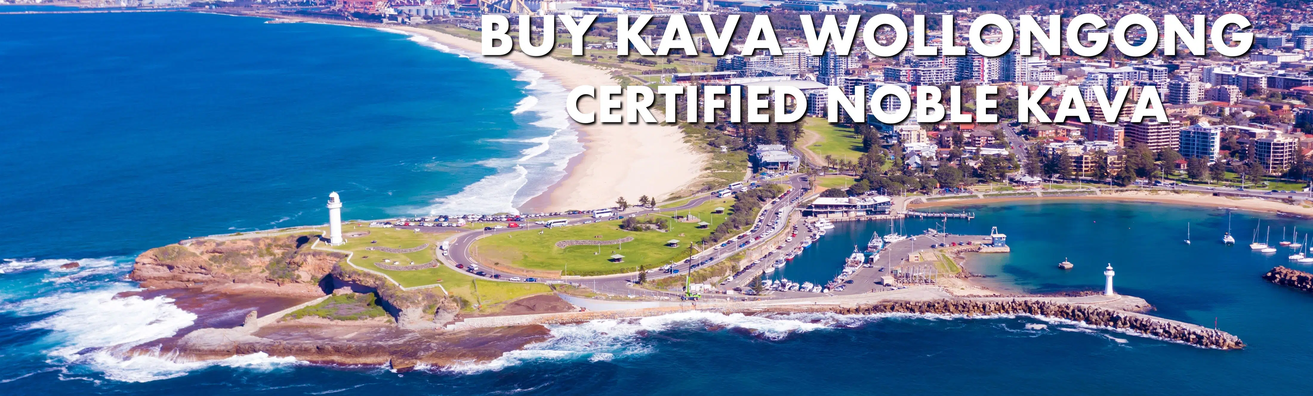 Aerial view of Wollongong New South Wales with the description - "Buy Kava in Wollongong Certified Noble Kava"